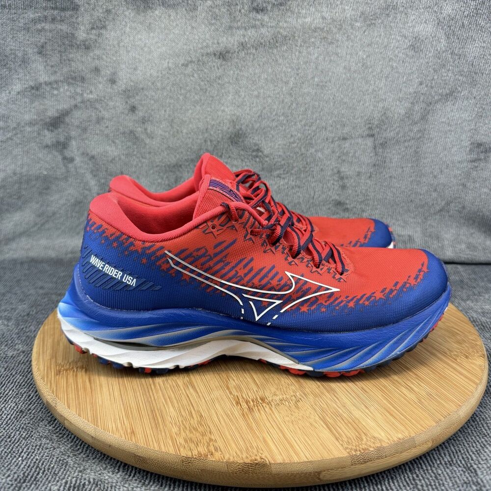 Mizuno Wave Rider USA Shoes Womens Size 8.5 Red Blue Running Sneakers J1GD235224